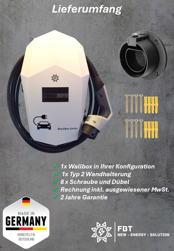 Ladestation / Wallbox 11 KW / BLACKBOX-PRO / WHITE-EDITION / Typ 2 / MODBUS / Solarüberschuss Laden / EVCC.IO-Kompatibel / Lastmanagement / Schukosteckdose / MID-Geeichter Stromzähler / APP - Smartsteuerung  / §14a EnWG Konform