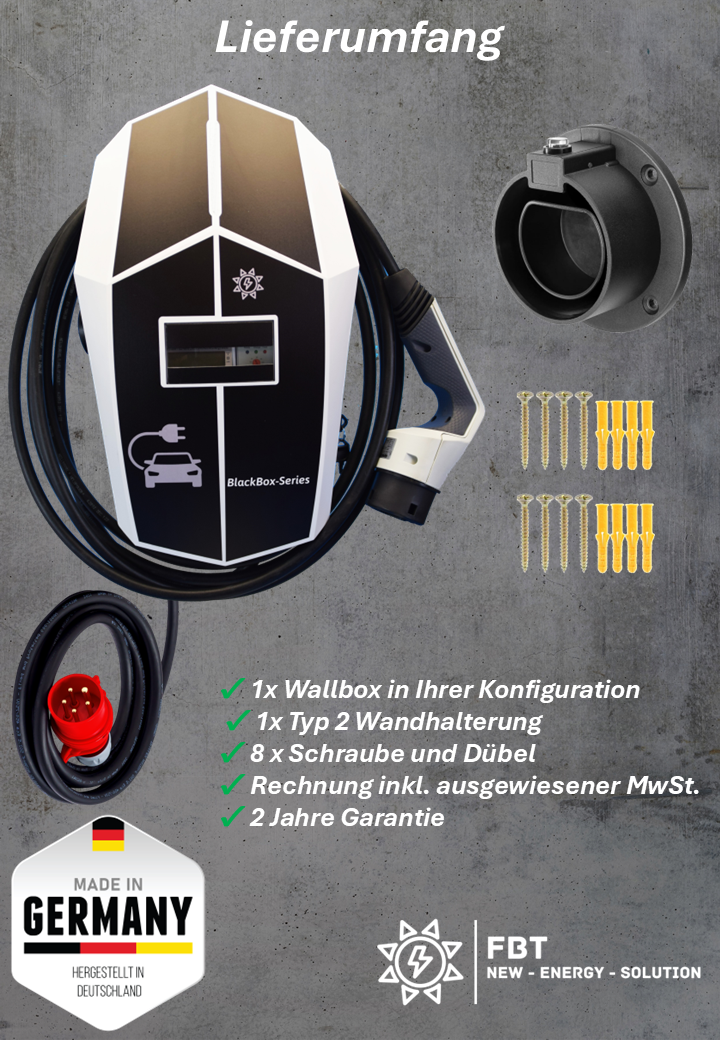 Ladestation / Wallbox 11 KW / BLACKBOX-PRO-PLUG & PLAY / Typ 2 / MODBUS / Solarüberschuss Laden /EVCC-Kompatibel / Lastmanagement / Schukosteckdose / MID-Geeichter Zähler / §14a EnWG Konform